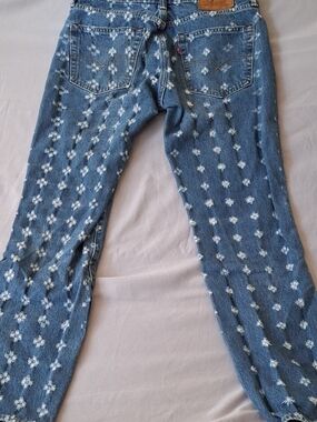 Custom Distressed Levi's 501 Premium "Big E" Cross Star Jeans